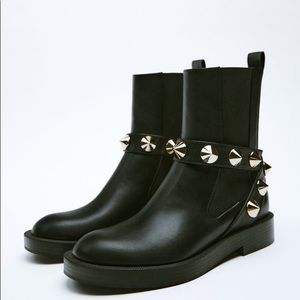 NWOT Zara ANKLE BOOTS WITH STUDDED STRAP Size EU 36